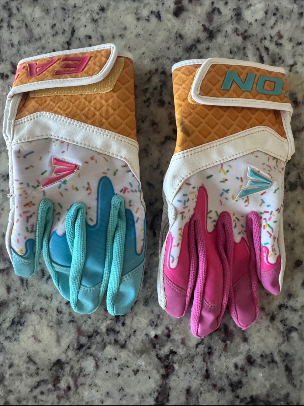 Easton Kids Colorblock Sprinkle Mittens - Teal & Pink with Gold Accents